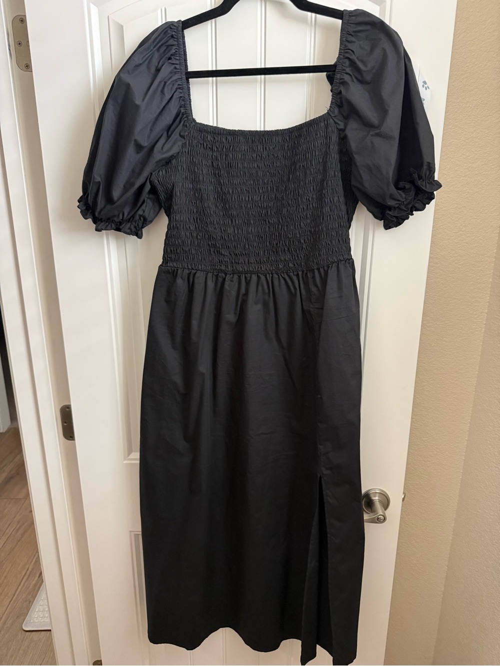 Black Midi Dress with Puff Sleeves